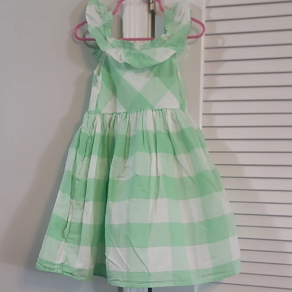 Girls' Green Gingham Ruffle Dress